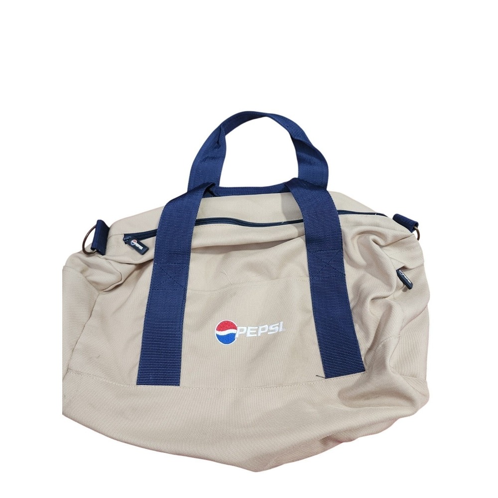 Vintage Pepsi Cola Co Travel Duffle Bag Retro Branded Merch Zipper Gym Carry All